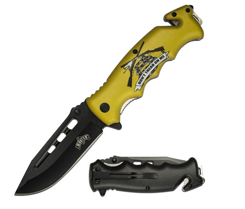 Master Cutlery Don't Tread On Me Spring-Assisted Rescue Linerlock Folding Knife