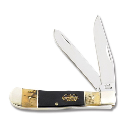 Frost Steel Warrior Ram and Buffalo Horn Trapper Folding Knife FRSW108RBR