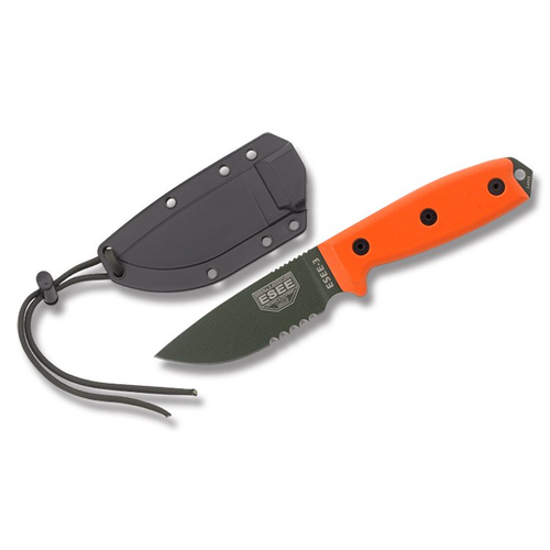 ESEE 3S OD Partially Serrated OD Green Blade Orange G10 Handles