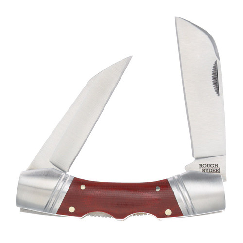 Rough Ryder Lockhorn Double Lockback Folding Knife with Sheath