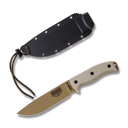 ESEE 6P DE Dark Earth Fixed Blade Black Polymer Sheath