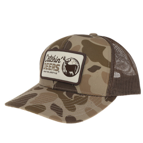 Catchin Deers broadside 2.0 paw paw camo/brown & panel/woven stitch hat one size