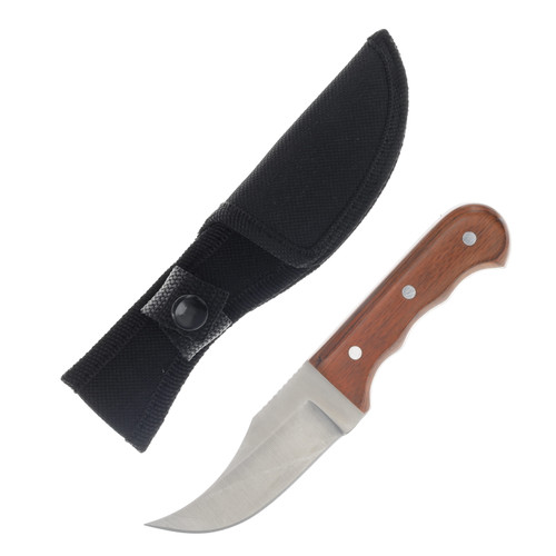 SZCO Supplies 6.25in Brown Short Skinner Knife Fixed Satin Plain Edge Blade