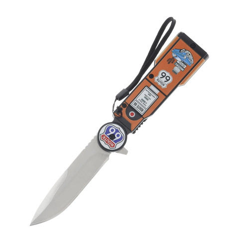 Route 66 Gas Pump Spring-Assisted Linerlock Folding Knife Orange SX1987OR
