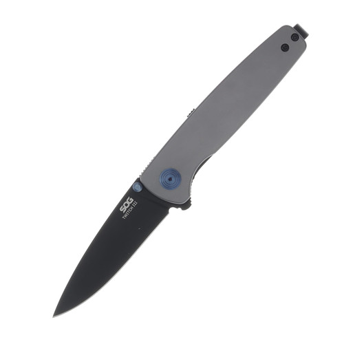 SOG Twitch III Folding Knife Gray 3.1 Inch Plain Black TiNi Drop Point Open