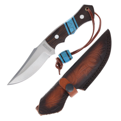 Rough Ryder RR2591 Wengue Wood and Stonework Fixed Blade Hunting Knife