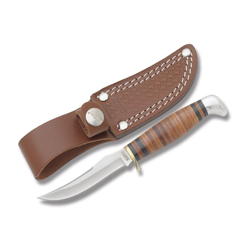 Marbles Small Skinner 3.06” Clip Point Fixed Blade Stacked Leather