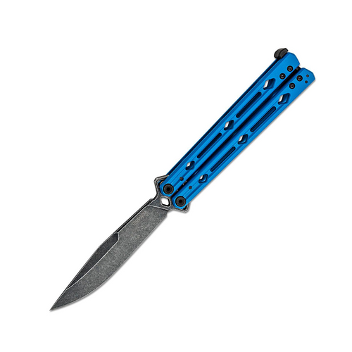 Kershaw Lucha Balisong Blue 4.6IN PLAIN Blackwashed DROP POINT