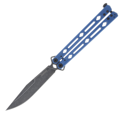 Kershaw Lucha Balisong 4.6in Plain Edge Blue Stainless Steel Handle