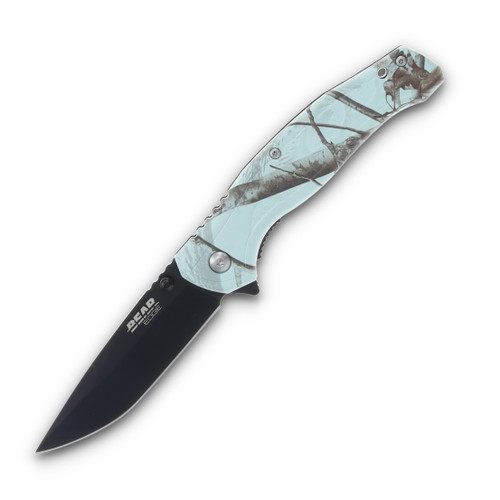 Bear & Son Brisk 2.0 Assisted Folding Knife Real Tree Edge Teal Camo