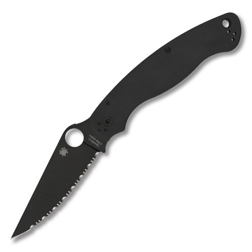 Spyderco Military 2 Folding Knife 4 Inch Serrated Black DLC Clip Point SPC36GSBK2