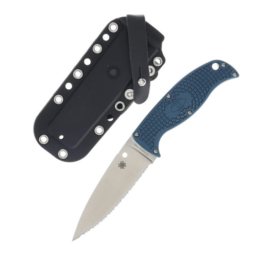 Spyderco Enuff 2 Fixed Knife Blue 3.95 Inch Serrated Satin Drop Point SPFB31SBL2K390