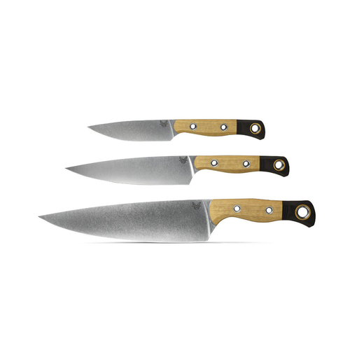 Benchmade Kitchen Cutlery 3pc Set (Stonewash CPM-154  Maple Valley Richlite/Black G-10)