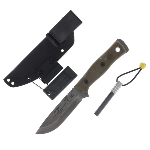 TOPS Brothers of Bushcraft Green 4.75 Inch Plain Tumbled Drop Point TPBROS-154-GCM