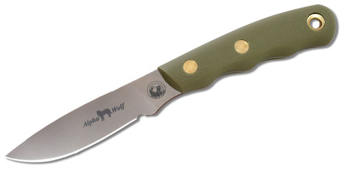 Knives of Alaska Alpha Wolf OD Green 3.75in Drop Point Fixed Blade