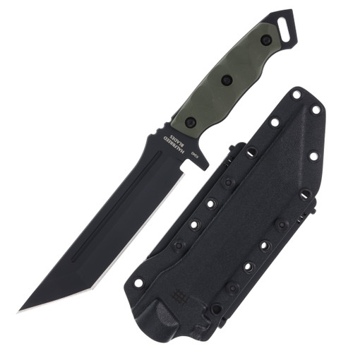 Halfbreed Medium Infantry Fixed Blade Knife (K340 Black Teflon OD G-10 Black Kydex)