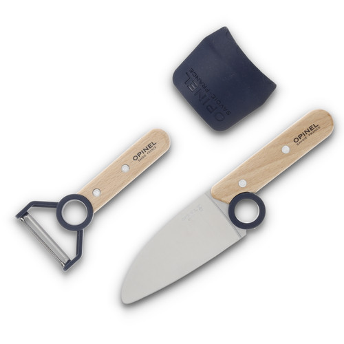 Opinel Le Petit Chef Kids Knife Set (Knife  Peeler  & Finger Guard) Navy