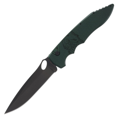 Piranha Predator Out-the-Side Automatic Knife (Tactical Black | Green Aluminum)
