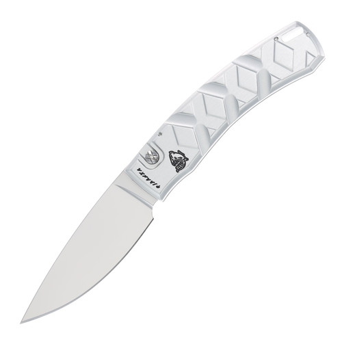 Piranha X OTS Knife Silver -  3.3in Mirror Finish Drop Point Plain