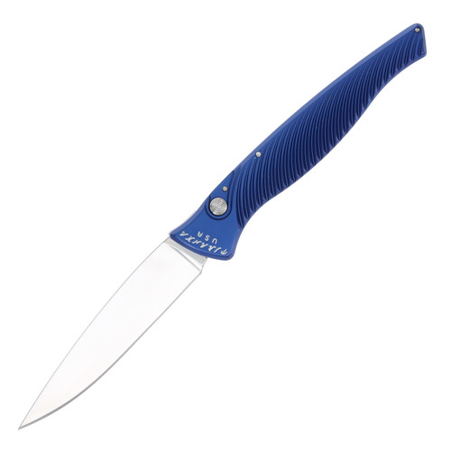 Piranha DNA OTS  Knife Blue - 3.25in Mirror Polished Drop Point Plain