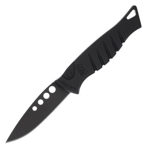 Piranha Amazon OTS Knife Tactical Black - 3.5in Black Drop Point Plain