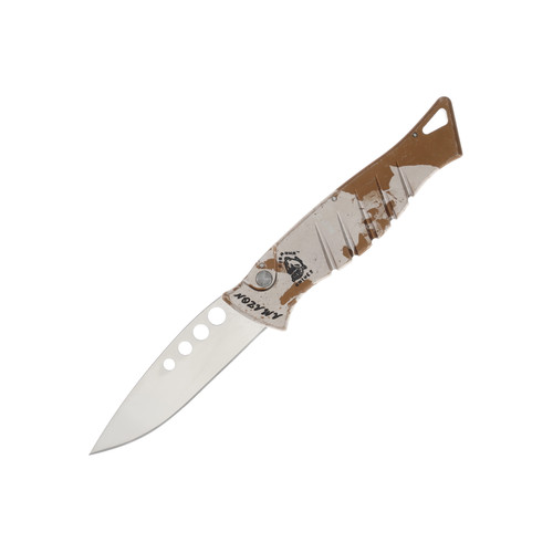 Piranha Amazon OTS Knife Sculpted Camo - 3.44in Mirror Polished Drop Point Plain