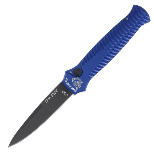 Piranha Mini-Guard Out-the-Side Automatic Knife Black Coated  Blue Aluminum