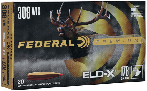 Federal Premium 308 Winchester Ammunition 178 Grain Brass 20 Rounds ELD-X