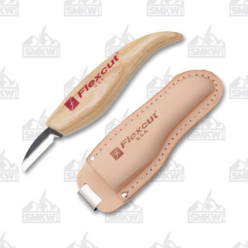 Flexcut Hip Knife with Leather Belt Holster (Ash, Carbon Steel)