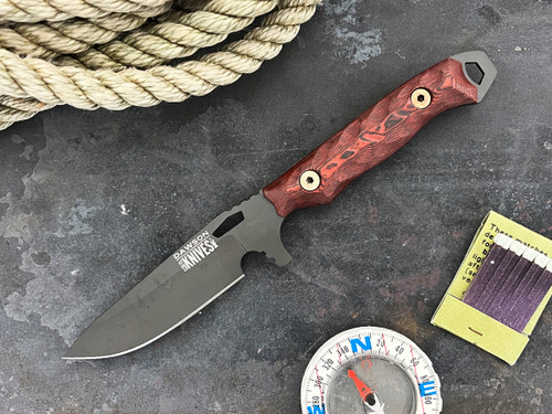 Dawson Knives Outcast Fixed Blade Knife (Apocalypse Black MagnaCut | Red & Black G-10)