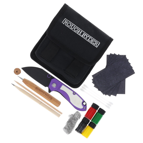 Rough Ryder Tattoo Series Design Your Own Folding Knife Kit (Purple Aluminum)