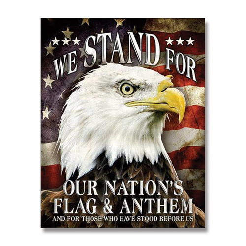 Stand for Flag & Anthem Tin Sign