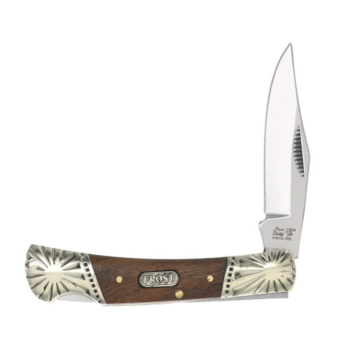 Frost Cutlery Barracuda Lockback Folding Knife(Pecan Burlwood)