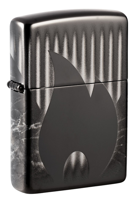 Zippo Lighter Flame Design High Polish Black 3