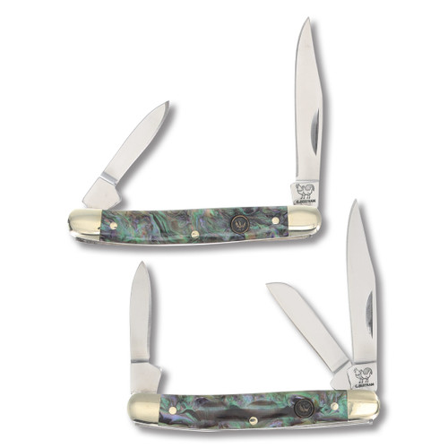 Hen & Rooster Abalone Mini Stockman & Pen Knife Gift Set