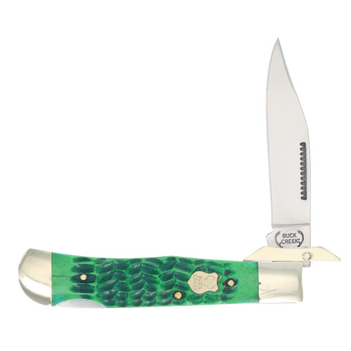 Buck Creek Swing Guard Lockback Folding Knife (Green Jigged Bone) BC6111GJB