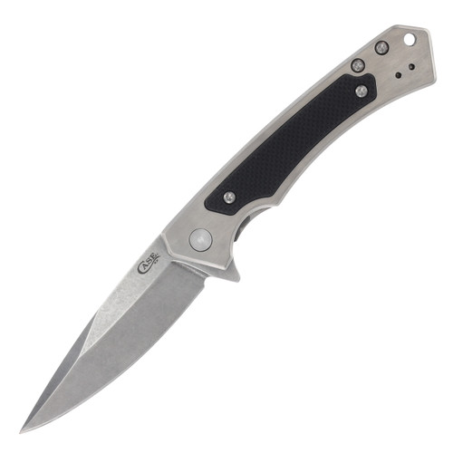 Case Marilla Framelock Folding Knife (Stonewash Drop Point  Titanium/G-10)