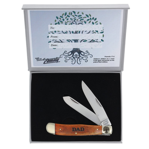 Frost Family Tree Brown Bone Trapper Folding Knife (Dad)