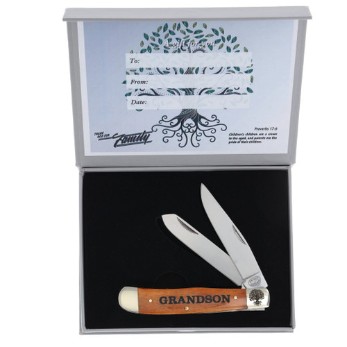 Frost Family Tree Brown Bone Trapper Folding Knife (Grandson)