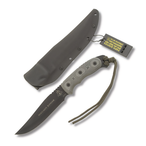 TOPS Knives Moccasin Ranger 6.5in Black Hunters Point Fixed Blade