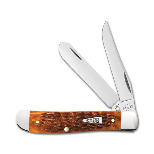 Case Harvest Orange Jigged Bone Mini Trapper Folding Knife with Gift Tin