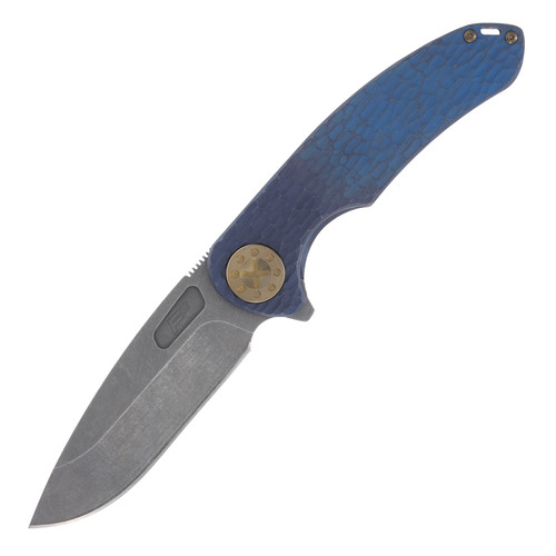Curtiss Custom F3 Large Slicer Flipper Framelock Folding Knife (Blue Blasted  Bronze)