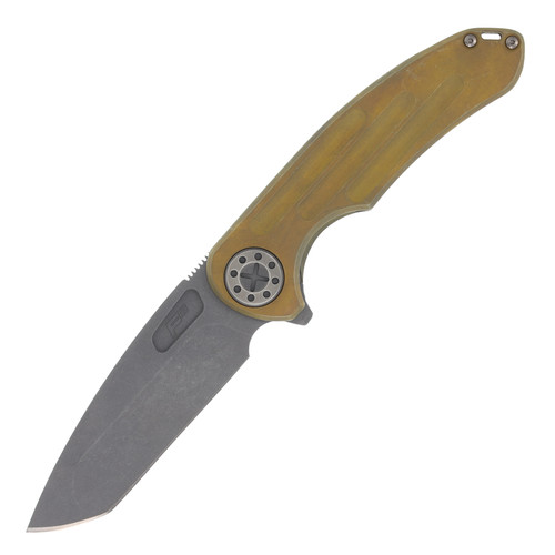 Curtiss Custom Knives F3 Large Framelock Folding Knife (Magnacut Spanto | Yellow Titanium)