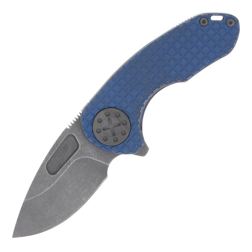 Curtiss Custom Knives F3 Flipper Framelock Folding Knife (Compact Slicer | Frag Patterned Blue) CCKF3CSFBLUBLSTBLST