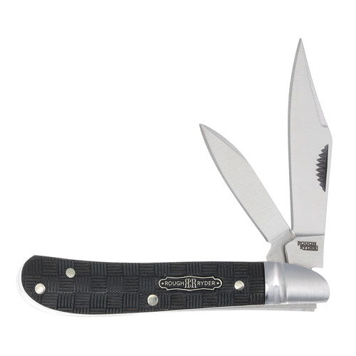 Rough Ryder Black Reserve Peanut Folding Knife (Black Basketweave Pakkawood)