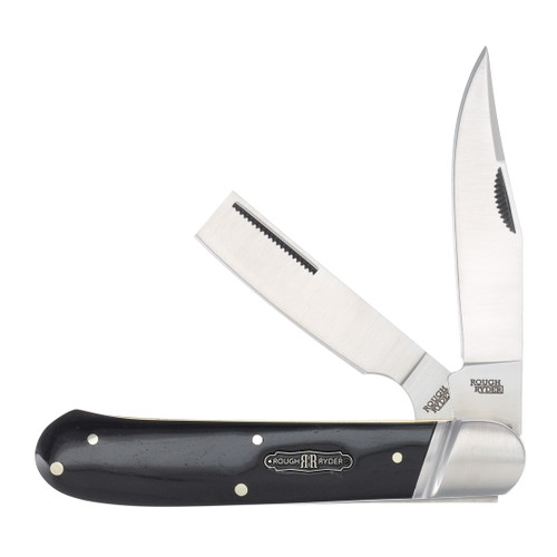 Rough Ryder Black Reserve Barehead One-Arm Razor Folding Knife (Black Smooth Bone)