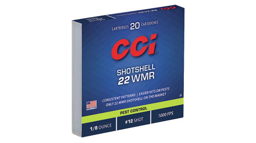 CCI Pest Control 22 Winchester Magnum Rimfire Ammunition 52 Grain 20 Rounds 1/8oz #12 Shot Shotshell