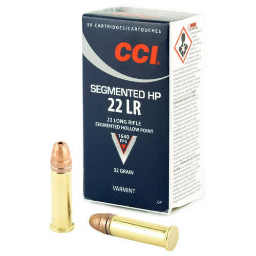 CCI 22 Long Rifle Ammunition 32 Grain Brass 50 Rounds Segmented HP