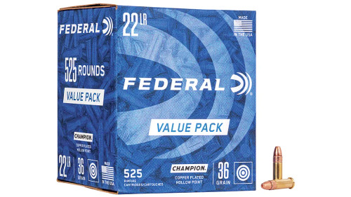 Federal Champion 22 LR 36 Grain Ammunition Brass 525 Rounds CPHP