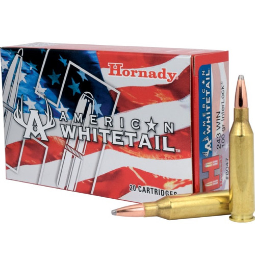 Hornady American Whitetail 243 Winchester 100 Grain 20 Rounds Interlock SPBT